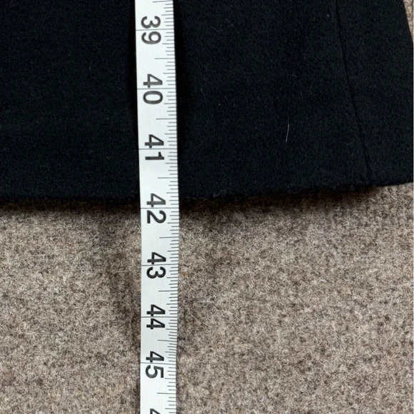 Marvin Richards Black Long Wool Cashmere Coat Women’s 14 Hidden Button Closure
